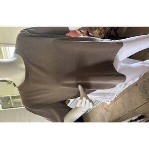 NEW ELLE GREY women's high low short sleeve top in mocha